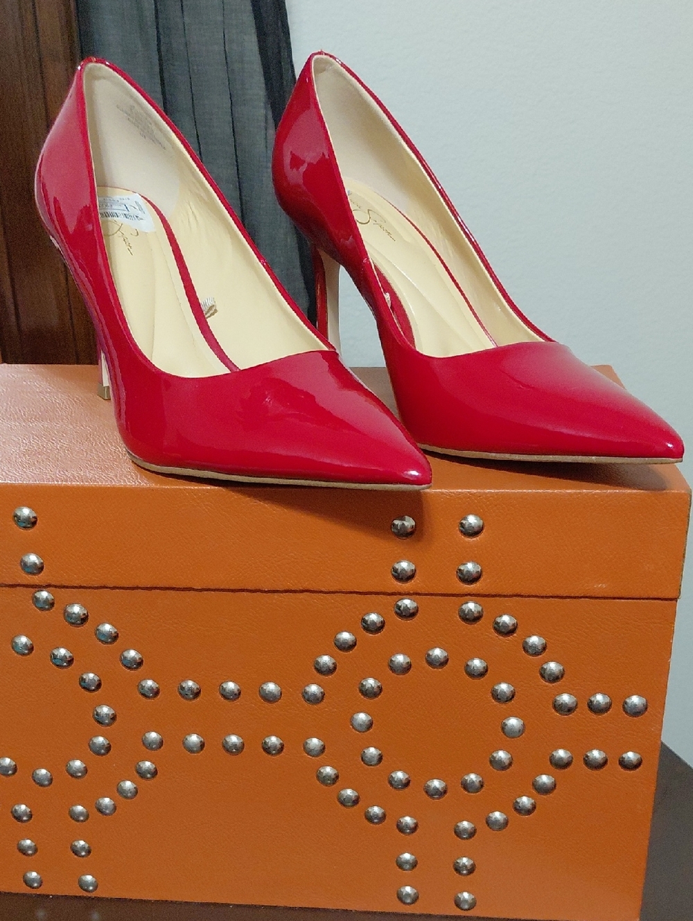 Jessica Simpson Red Patent Pointed Toe Stiletto Pumps